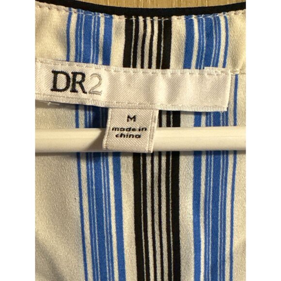 Striped Sleeveless Hi-Lo Tank Top By DR2 In Blue & Beige Size M - Picture 4 of 5